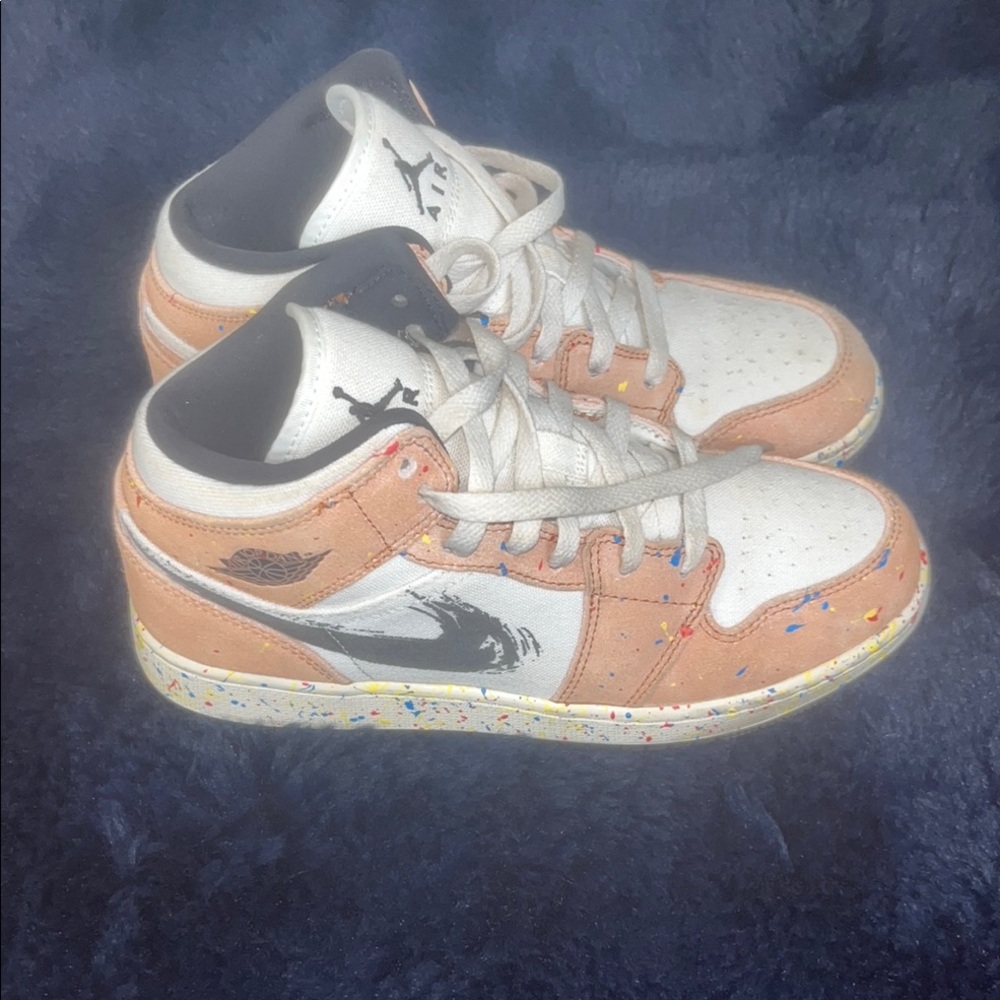 Stylish White and Tan Sneakers